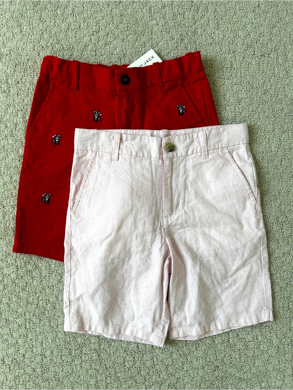 Janie & Jack Bundle Lot Shorts Boys 8 Casual Adjustable Waist Pockets Red Pink